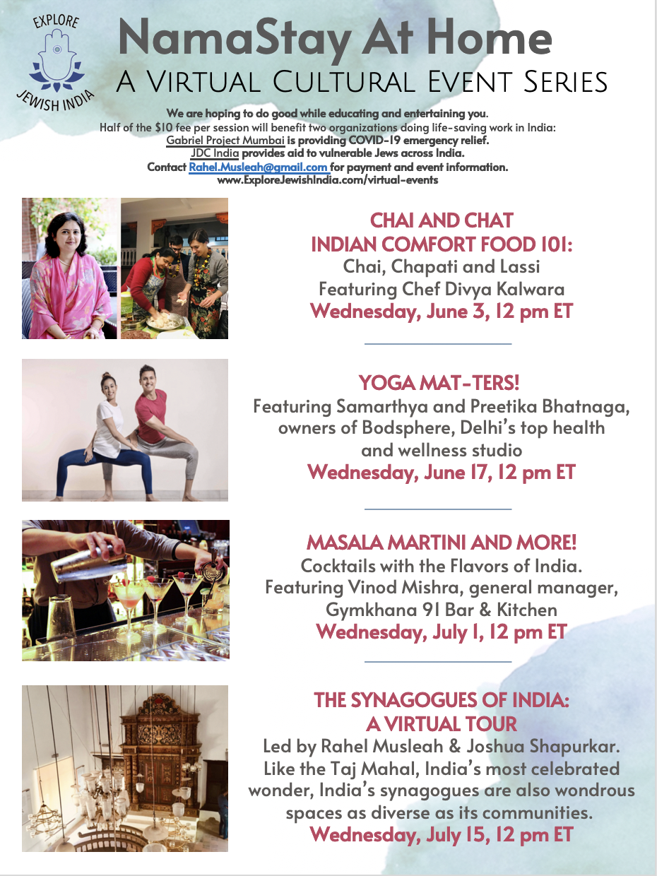 NamaStay, Indian cooking, yoga, quarantini, masala martini, synagogues, India